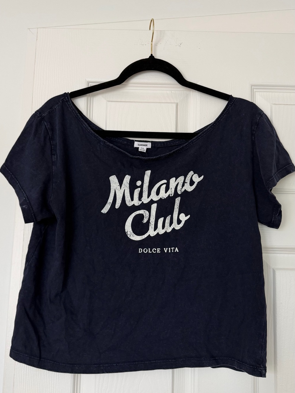 Garage Navy Short Sleeve Tee with 'Milano Club' Graphic